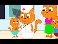 Cats family in english  childrens stethoscope cartoon for kids