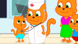 Cats Family in English  Children's Stethoscope Cartoon for Kids