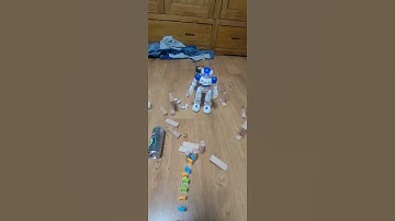 AI robot toy destroyed three jenga tower by dancing #robot #toys #dominos