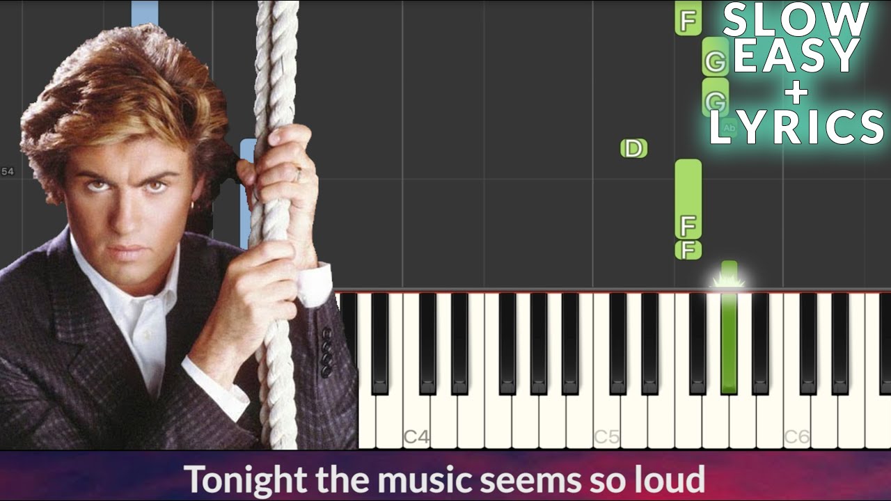 George Michael - Careless Whisper SLOW EASY Piano Tutorial + Lyrics