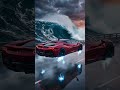 Flying Ferrari Escapes Giant Wave 🚀#Ferrari #SF90 #FlyingCar #FutureCars #luxurycars #cinematic