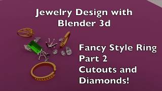 MJB  Jewelry Design with Blender,  Fancy Ring Part 2, adding diamonds
