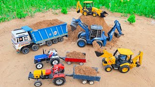2 Jcb 5Cx Backhoe Fully Loading Sand Tata Truck 2518 Sonalika Rx60 Di Jcb Cartoon