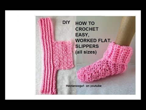 Easy Crochet Slippers worked flat 