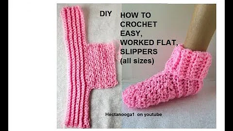 Easy Crochet Slippers worked flat, Beginner friendly, #2531, 2 yrs to adult xl