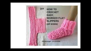 Easy Crochet Slippers worked flat, Beginner friendly, #2531, 2 yrs to adult xl screenshot 1