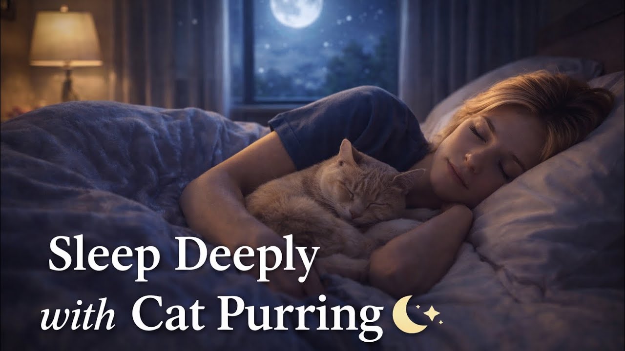 Fall Asleep to Gentle Cat Purring + Night Ambience