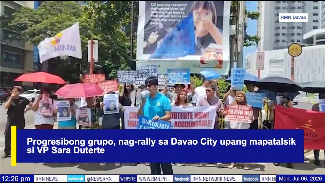 Progresibong grupo, nag-rally sa Davao City upang mapatalsik si VP Sara ...