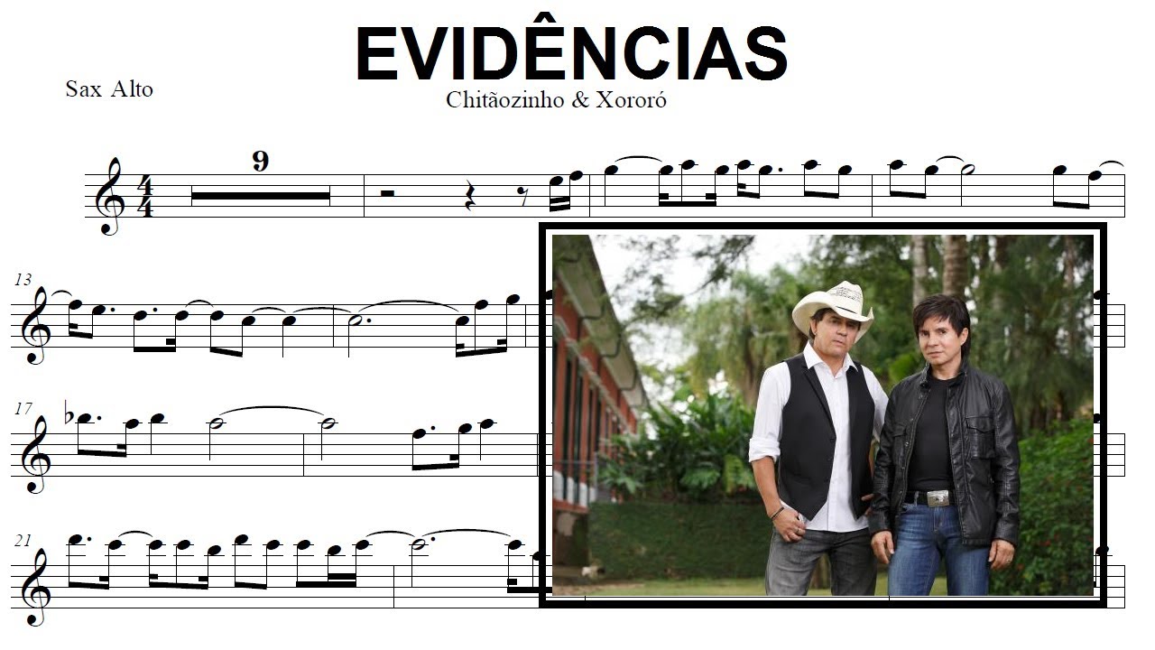 Evidências Chitãozinho & Xororó (Partitura Sax Alto) YouTube