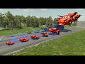 Big &amp; Small Lightning McQueen, Police Car vs Zombie Mack Truck &amp; Giant Monster Mouth – BeamNG.drive