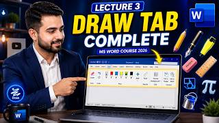 MS Word Draw Tab Complete Tutorial | Pens, Ruler, Ink to Shape & Ink to Math | MS Word Course 2026