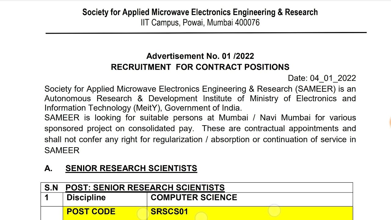 SAMEER Recruitment 2022 | SAMEER Vacancy 2022 | SAMEER 2022