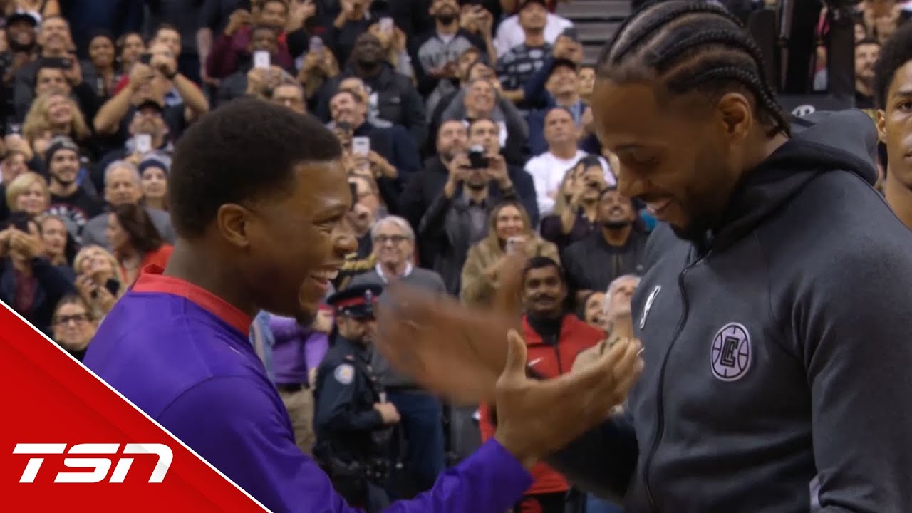 Kawhi Leonard receives championship ring to standing ovation