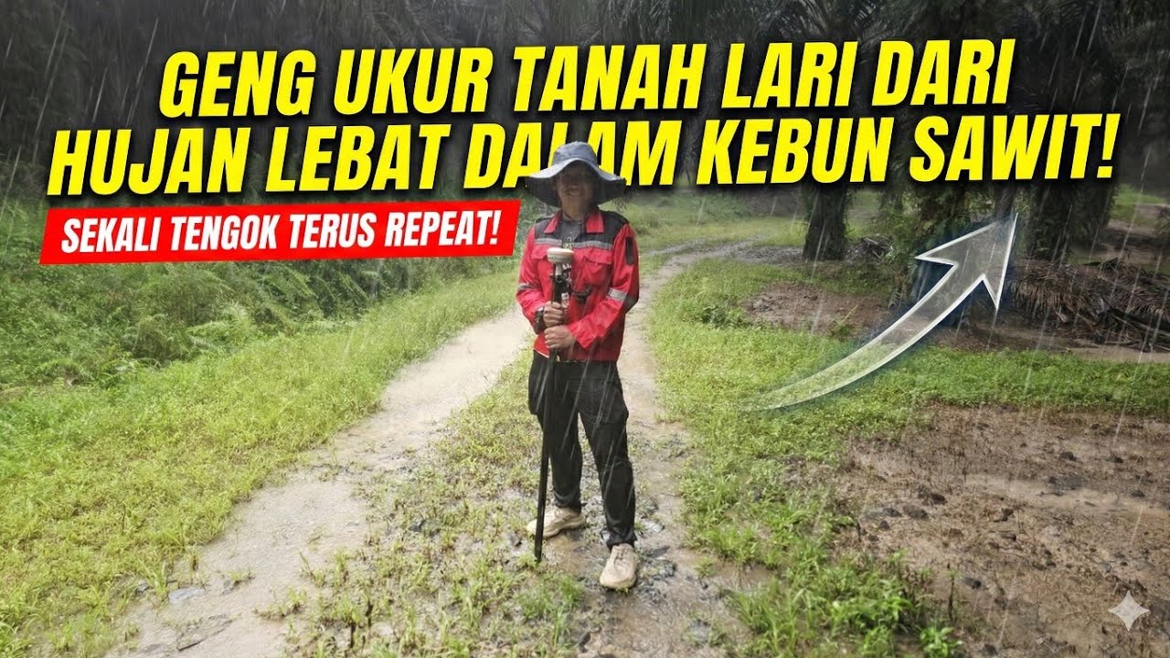 “Geng Ukur Tanah Lari Dari Hujan Lebat Dalam Kebun Sawit! Sekali Tengok Terus Repeat!”