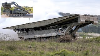 Colossal armoured engineer vehicles of the British Army out on range