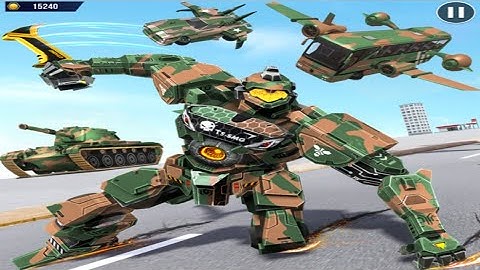 Army Bus Robot Car Game 3d