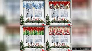 Christmas Short Curtains Valances Christmas Decorations For Home Xmas Kitchen Bathroom Windows Treat