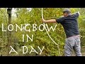 Longbow in a Day. Novice makes an ash longbow in a day. Beginner bowyer in the woods.