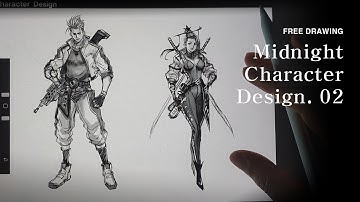 [Midnight Character Design] Character Concept Art Variation Sheet Work Procreate 02