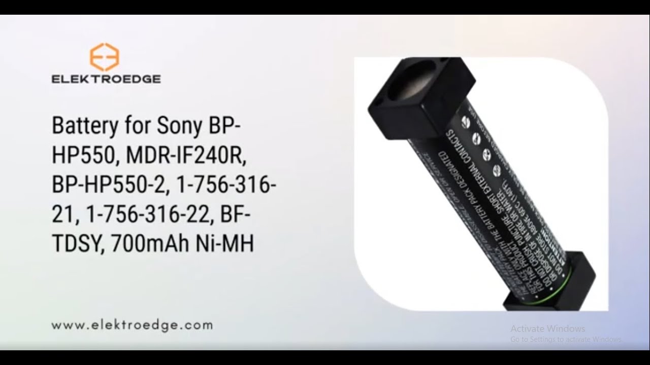 Battery for Sony BP-HP550, MDR-IF240R, BP-HP550-2, 1-756-316-21, 1-756-316-22, BF-TDSY, 700mAh Ni-MH
