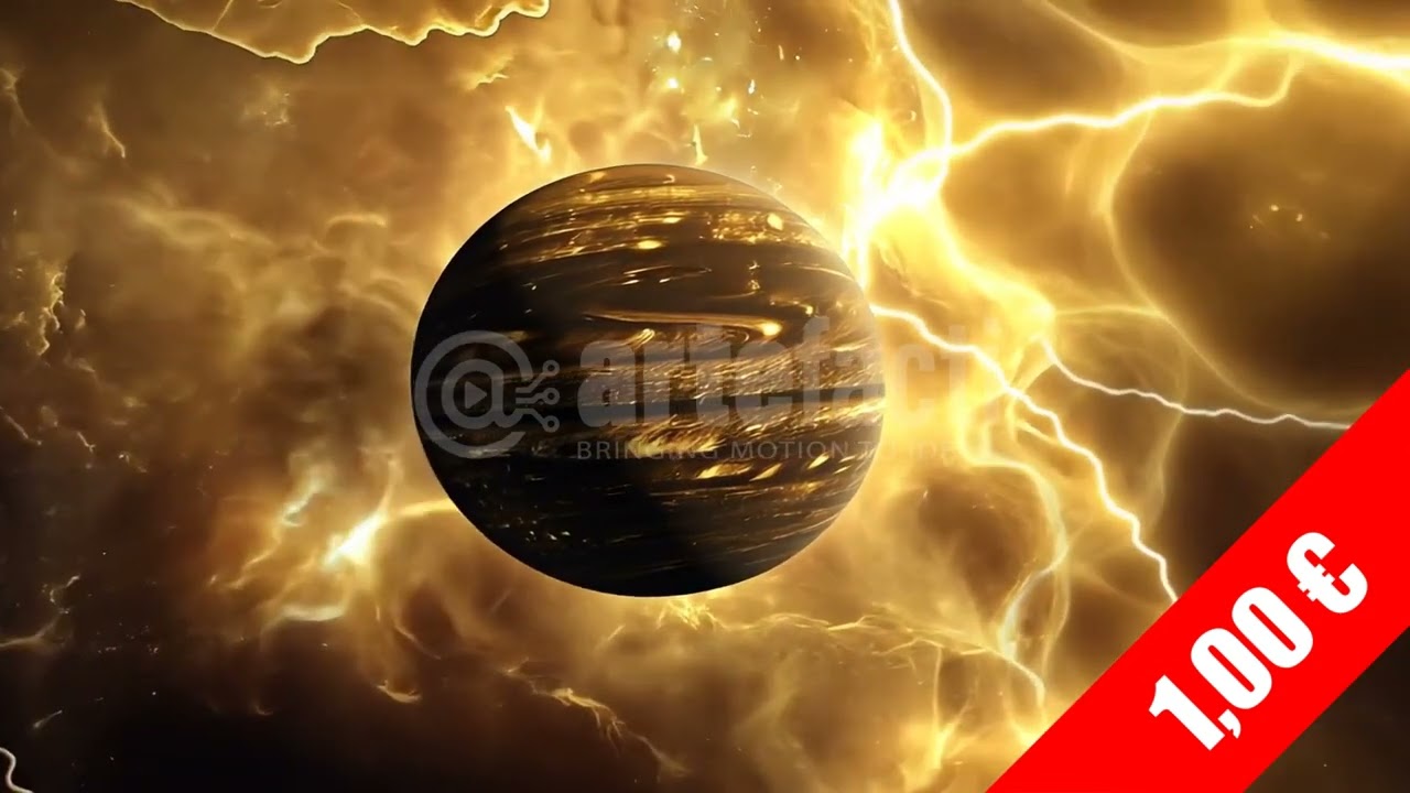 Golden Cloud Giants — Striped Planet & God-Rays (HD Footage)