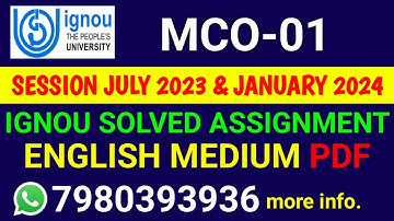 MCO 1 Solved Assignment 2023-24 English, MCO 1 Solved Assignment 23-24, MCO-01 Assignment