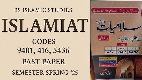 BS Islamic Studies | Islamiat Past Paper | Codes 9401, 416, 5436 | Semester Spring 2025
