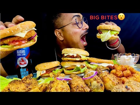 TODAY I EAT CHICKEN BURGER 🍔,KFC CHICKEN LEG🍗,KFC CHICKEN WINGS ...