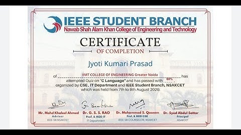 National level quiz on C programming | Basic of C programming |Free E-certificate quiz |online quiz