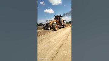 Motor Grader Grading Gravel Foundation New Road