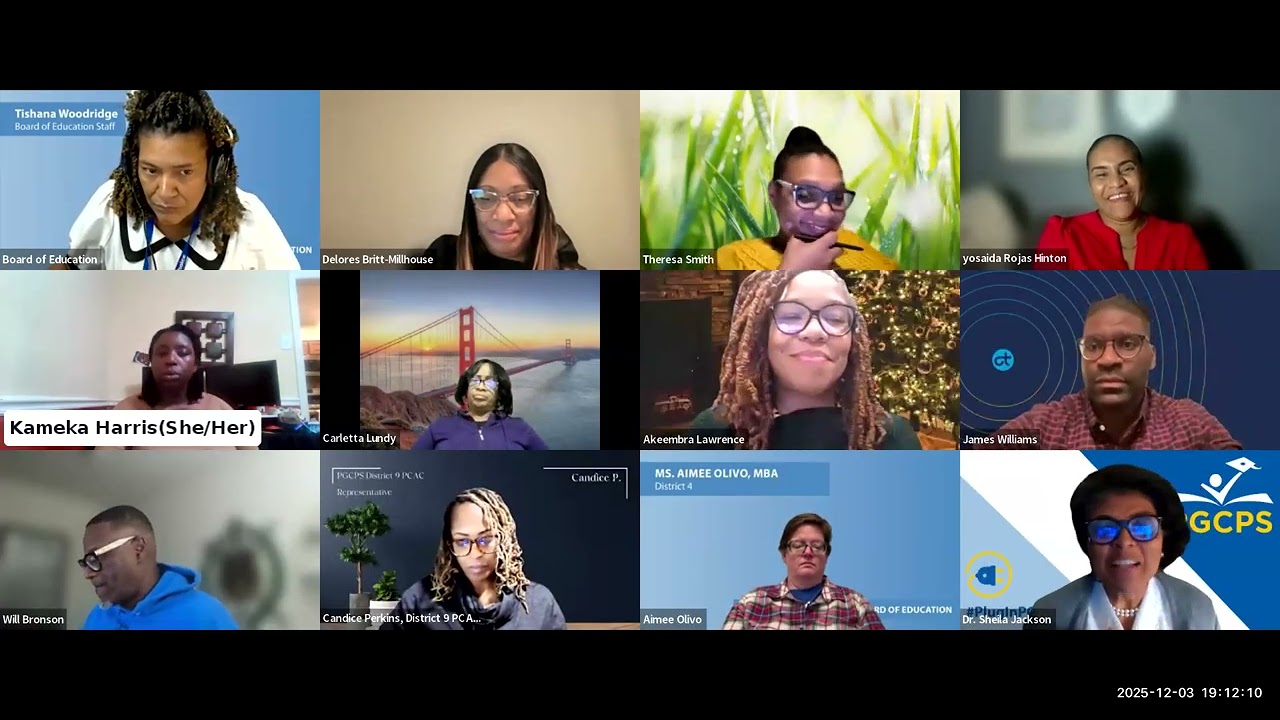 Board of Education Parent Community Advisory Council Meeting December 3, 2025