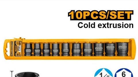 INGCO 10 Pcs 1/2" Dr. Impact Socket Set