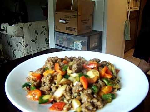 Spicy Beef Garden Vegetables Stir-Fry Wild & Brown Rice 1/2 Chef John the Ghetto Gourmet