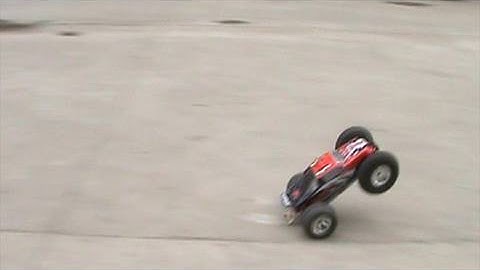 EarthQuake 8E Electric RC 4WD Monster Truck On Road Wheelie Bar Test