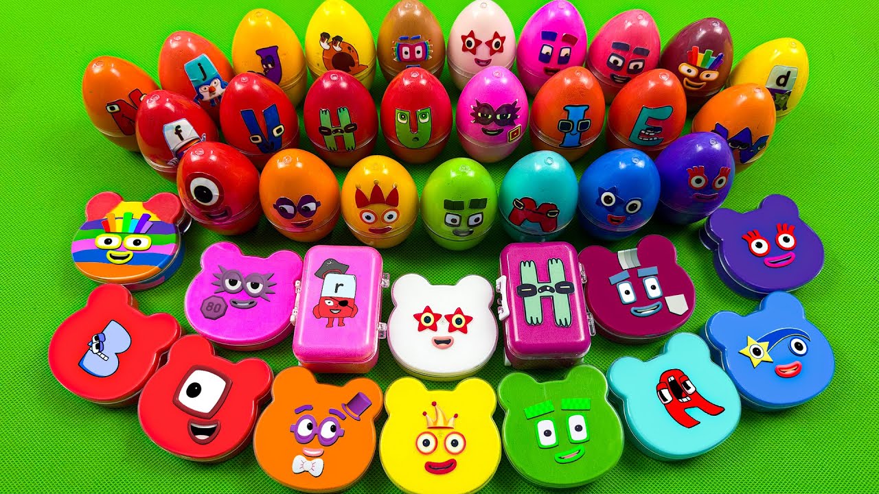 Numberblocks Mixing ASMR is So Satisfying ✨🦖 Fun with Alphablocks Hidden Slime & Clay Glitter Eggs 🌈