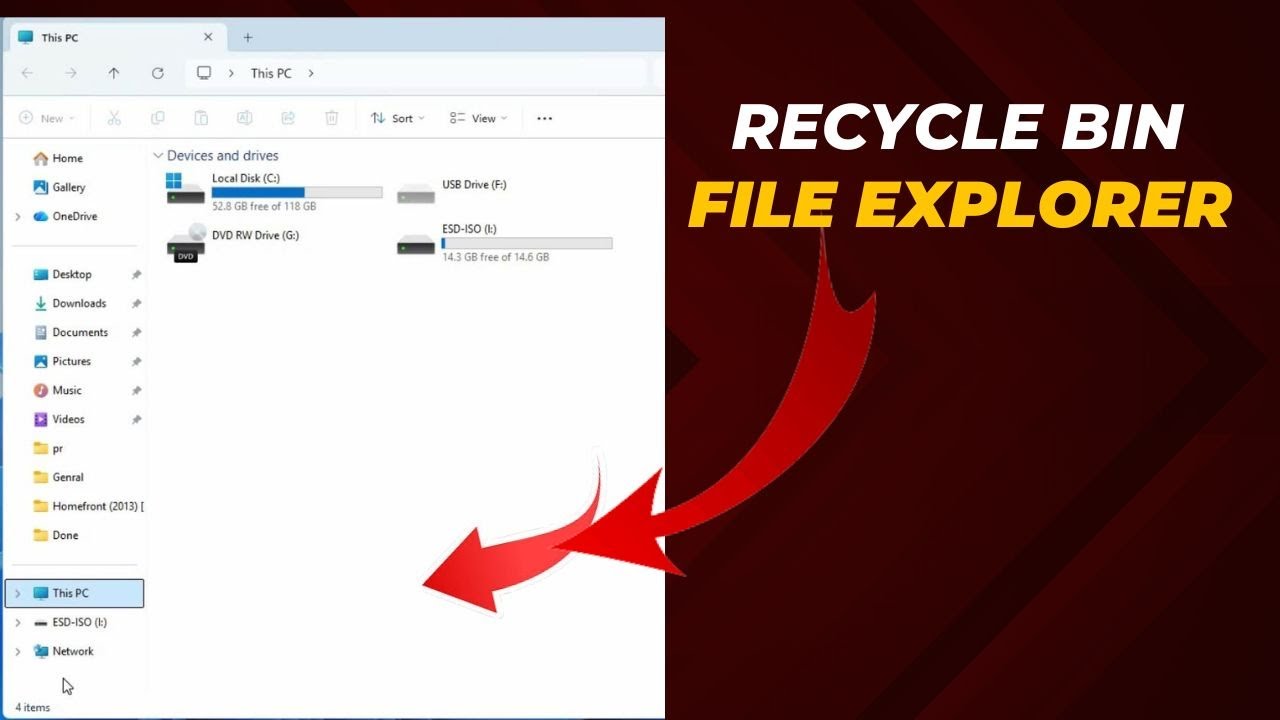 Как отобразить корзину в проводнике Windows 11