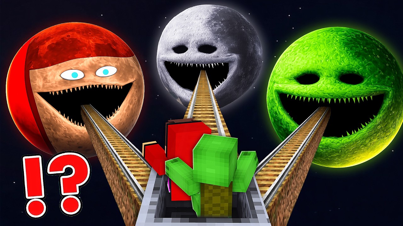 JJ and Mikey TRAVEL inside MOON WAKES UP in Minecraft Challenge - Maizen