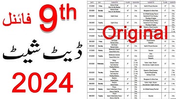 9th Date Sheet 2024, 9th Class Date Sheet 2024, Class 9th Date Sheet 2024,  Board Exams 2024