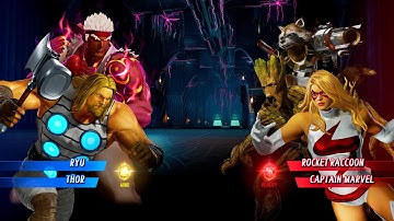 RED RYU & THOR VS ROCKET RACCOON & WHITE CAPTAIN MARVEL - Marvel vs Capcom Infinite Deluxe Edition