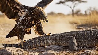 SKY VS. EARTH: How a Martial Eagle Takes Down a Giant Lizard