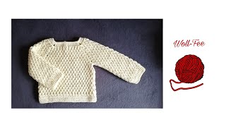 Baby Pullover häkeln, Gr. 62 / 68, Schritt für Schritt Anleitung, siehe auch Beschreibung