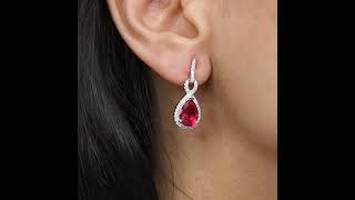 Ruby Infinity Danglers In 925 Sterling Silver (OJE0078RB)