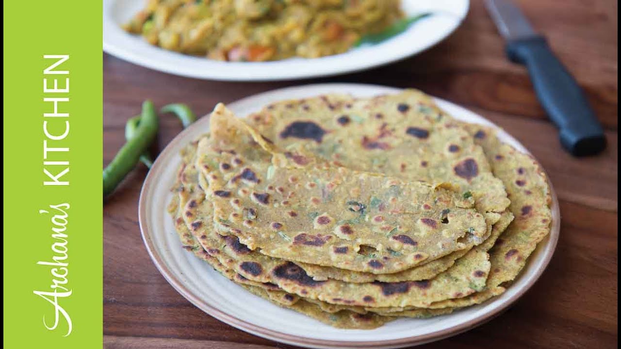 Gehu Bajra Thepla Recipe (Spiced Peal Millet Flat Bread) by Archana's