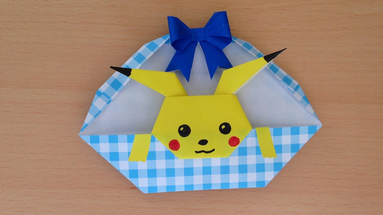 折り紙 ポケモン ピカチュウのバスケット 簡単な折り方 Niceno1 Origami Pokemon Pikachu In The Basket Youtube