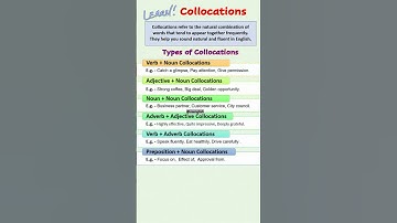 What is Collocations || Types of Collocations with Examples|| #collocations #shorts