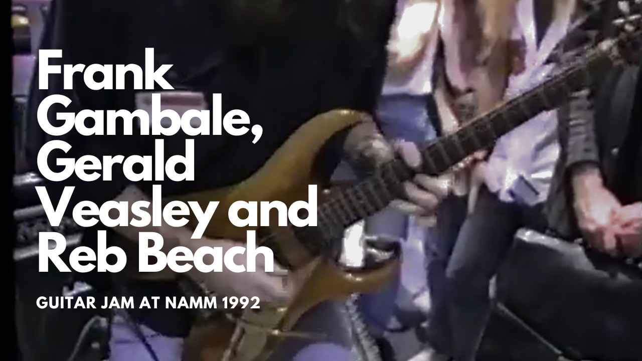 Guitar Jam at NAMM - Frank Gambale, Gerald Veasley, and Reb Beach guitar jam at NAMM (1992)