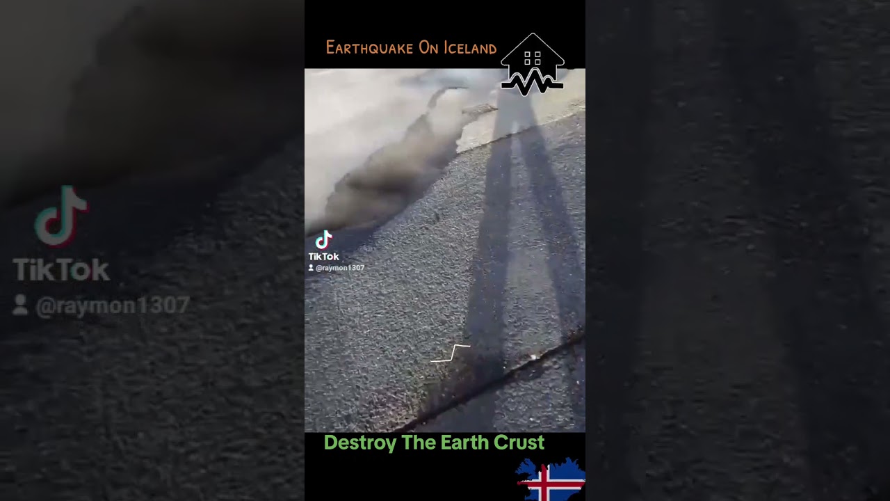 massive crack emanating steam in Grindavik town of Iceland 