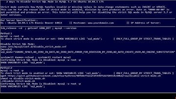 2 Ways To Disable Strict SQL Mode in MySQL 5.7 On Ubuntu 18.04.1