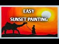 Easy sunset painting with water colours