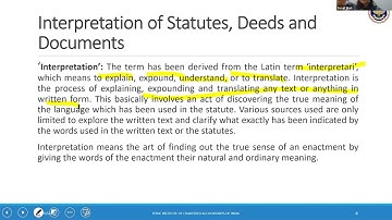 Intermediate Paper-2: COL - Topic: Interpretation of Statutes (Recorded session) , Date: 31-03-2021